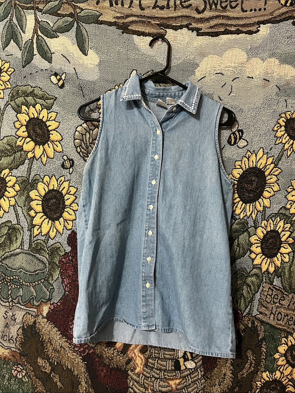 Wooyoungmi Sleeveless Light Blue Denim Button-Down Shirt